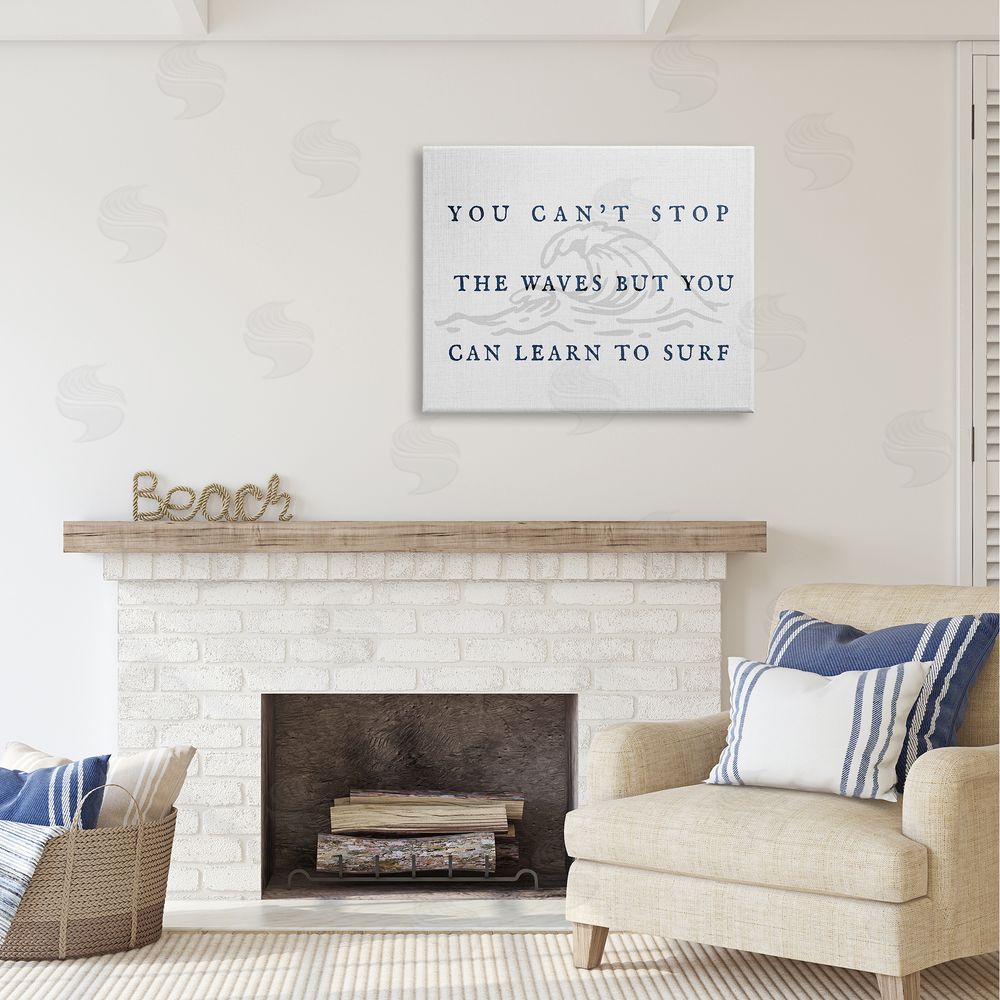 Stupell Studio Learn to Surf Inspirational Canvas Wall Art Print in Room