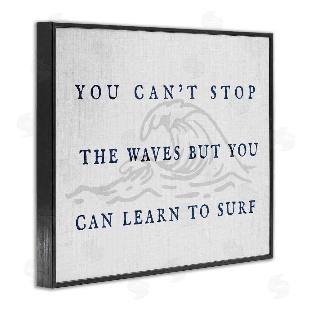 Stupell Studio Learn to Surf Inspirational Black Framed Giclee Wall Art Print