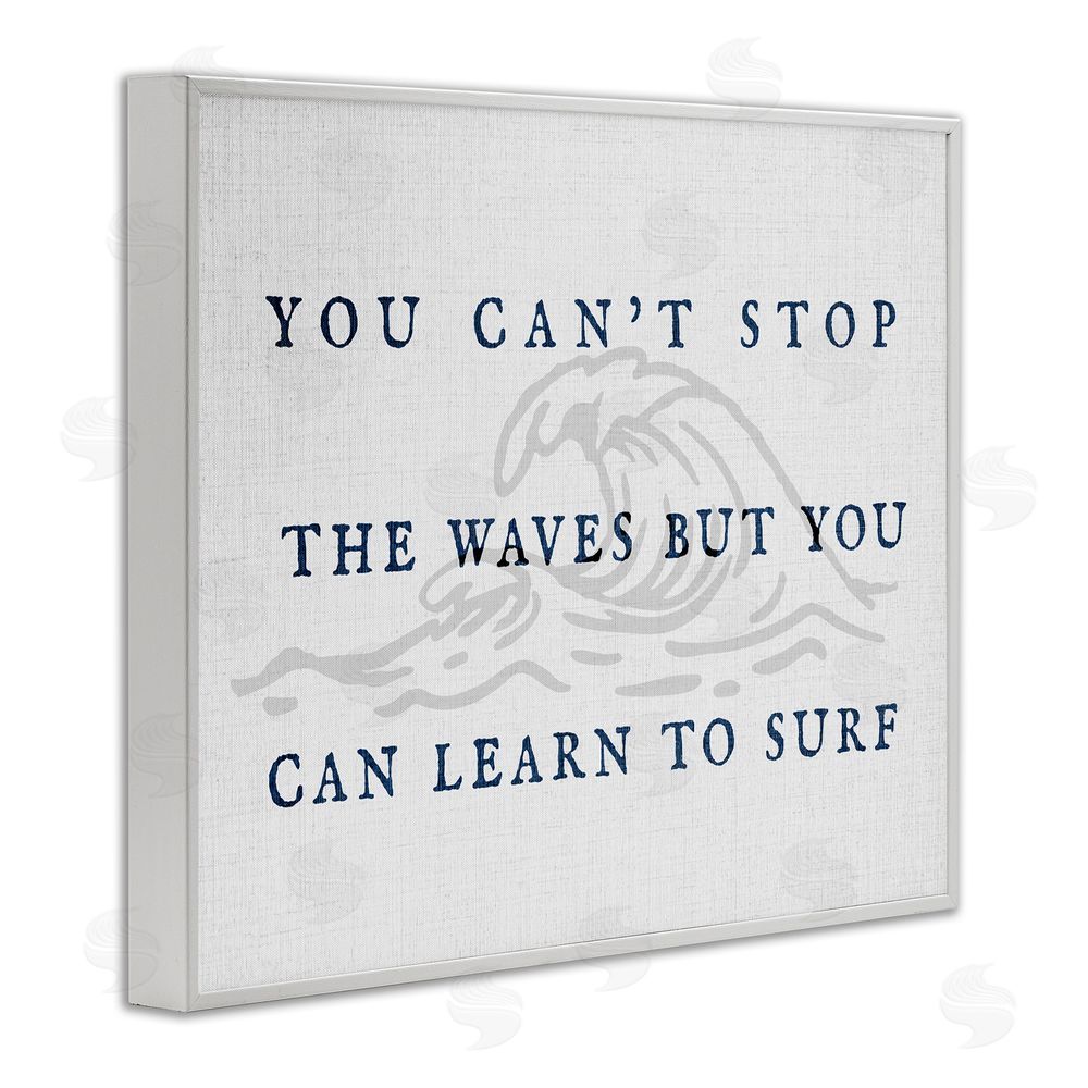 Stupell Studio Learn to Surf Inspirational White Framed Giclee Wall Art Print