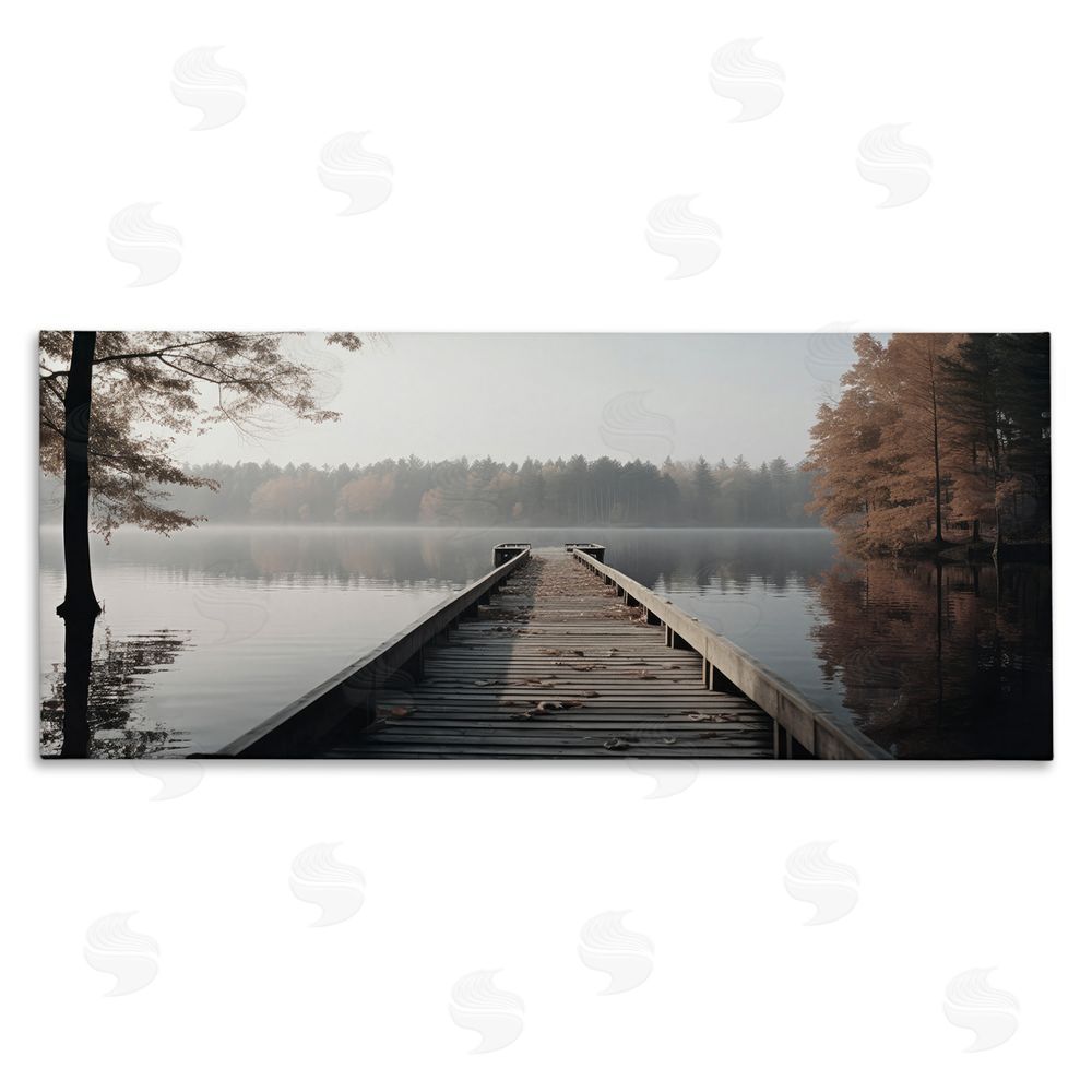 Ray Powers Woodland Lake Dock Stretched Canvas Wall Art Print