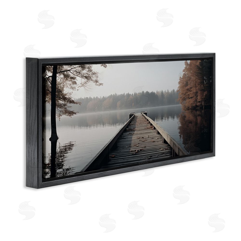 Ray Powers Woodland Lake Dock Black Floating Frame Canvas Wall Art Print