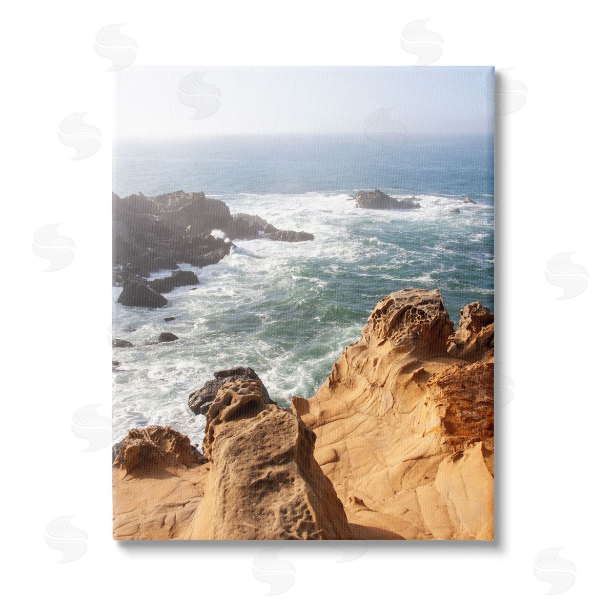 Kathy Mansfield Sea Cove Splashing Waves Stretched Canvas Wall Art Print