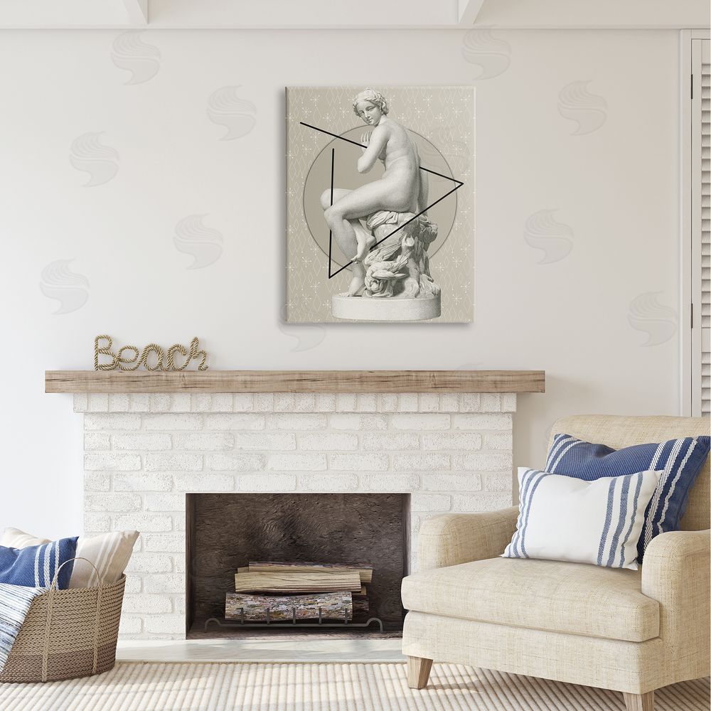 Regina Moore Geometric Classical Statue Canvas Wall Art Print in Room