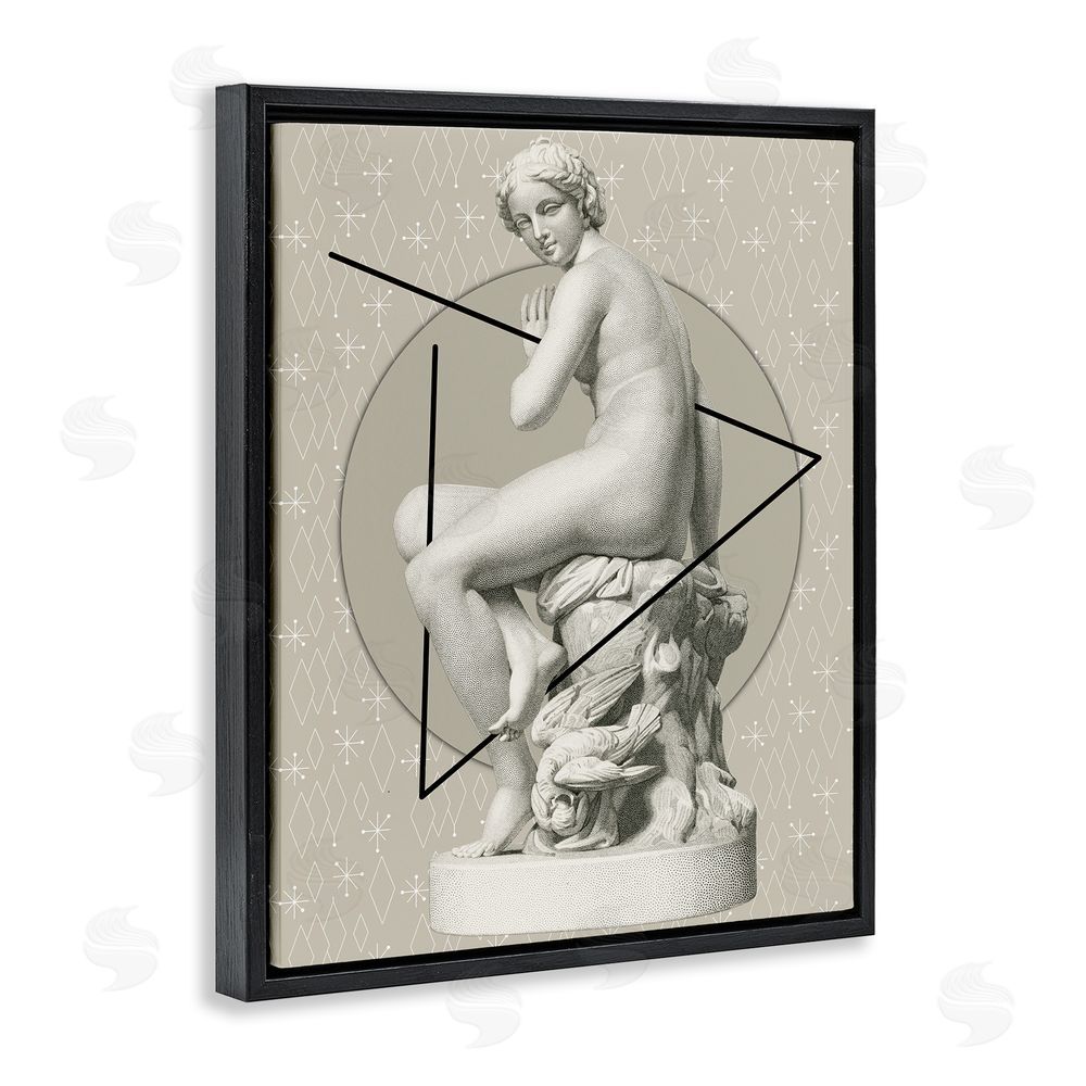 Regina Moore Geometric Classical Statue Black Floating Frame Canvas Wall Art Print