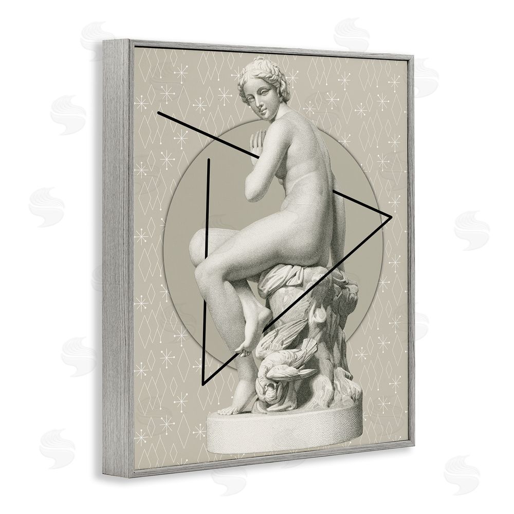 Regina Moore Geometric Classical Statue Gray Framed Giclee Wall Art Print