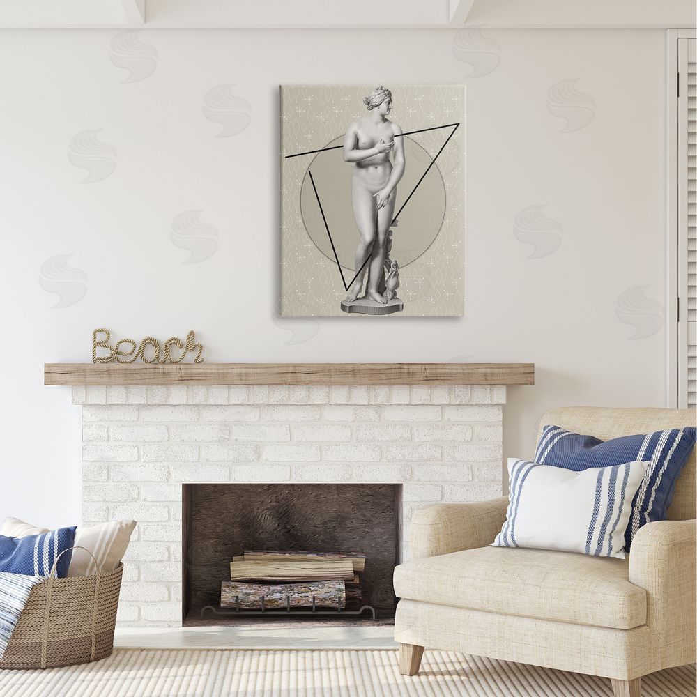 Regina Moore Classic Statue on Geometric Canvas Wall Art Print in Room