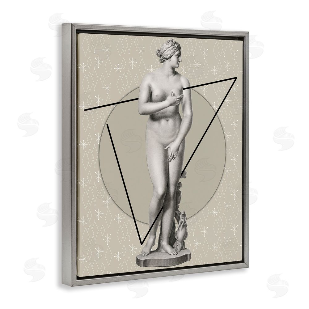 Regina Moore Classic Statue on Geometric Grey Floating Frame Canvas Wall Art Print