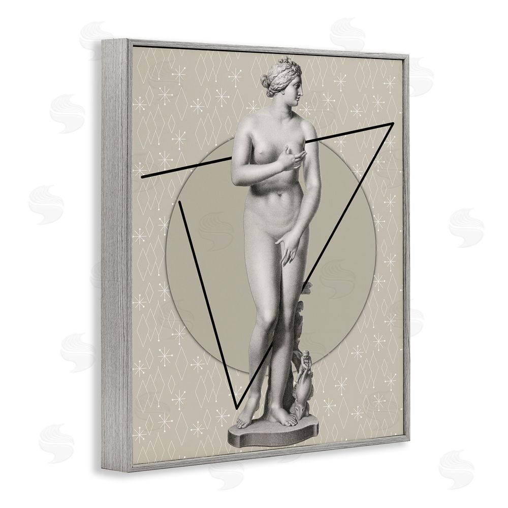 Regina Moore Classic Statue on Geometric Gray Framed Giclee Wall Art Print
