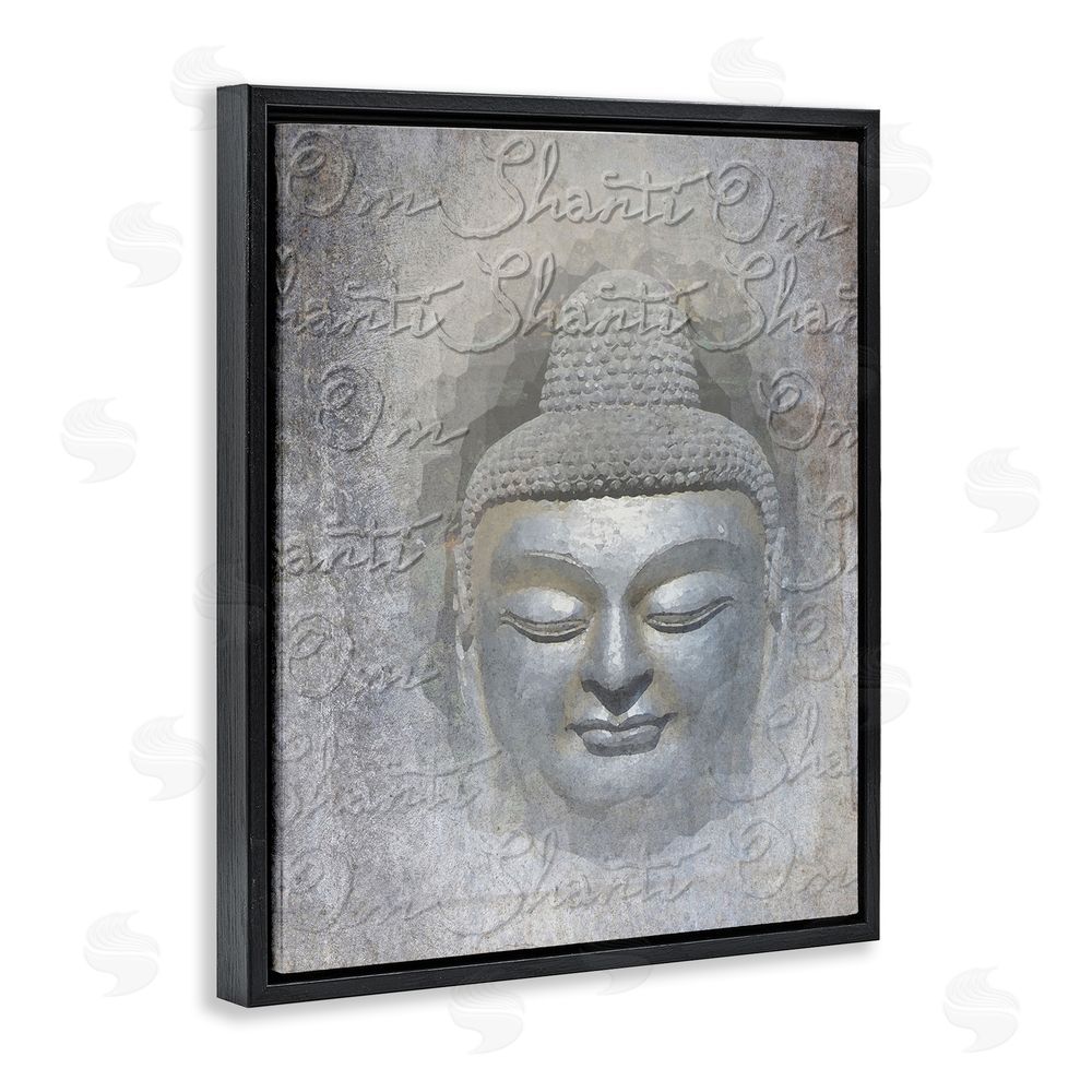 Graffitee Studios Spiritual Buddha Face Black Floating Frame Canvas Wall Art Print