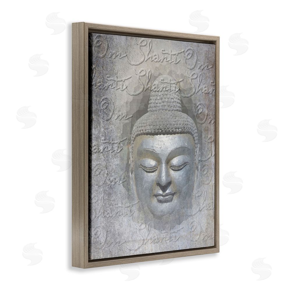 Graffitee Studios Spiritual Buddha Face Brown Floating Frame Canvas Wall Art Print