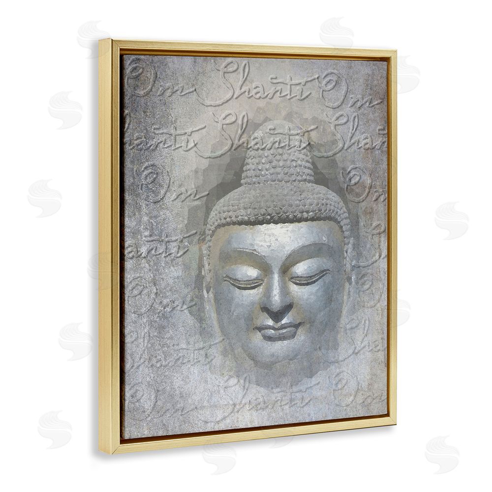 Graffitee Studios Spiritual Buddha Face Gold Floating Frame Canvas Wall Art Print