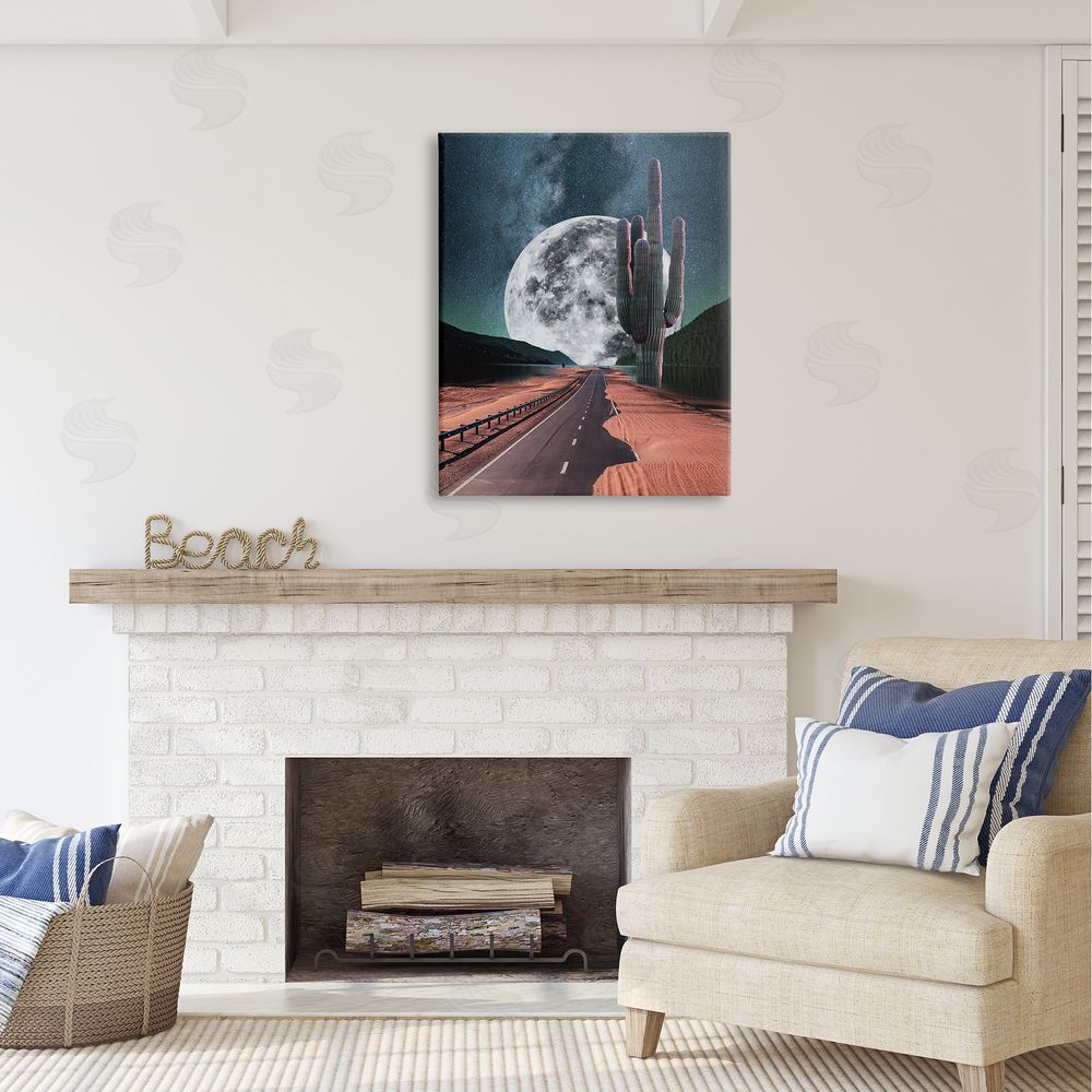 Ziwei Li Surreal Moon & Desert Highway Canvas Wall Art Print in Room
