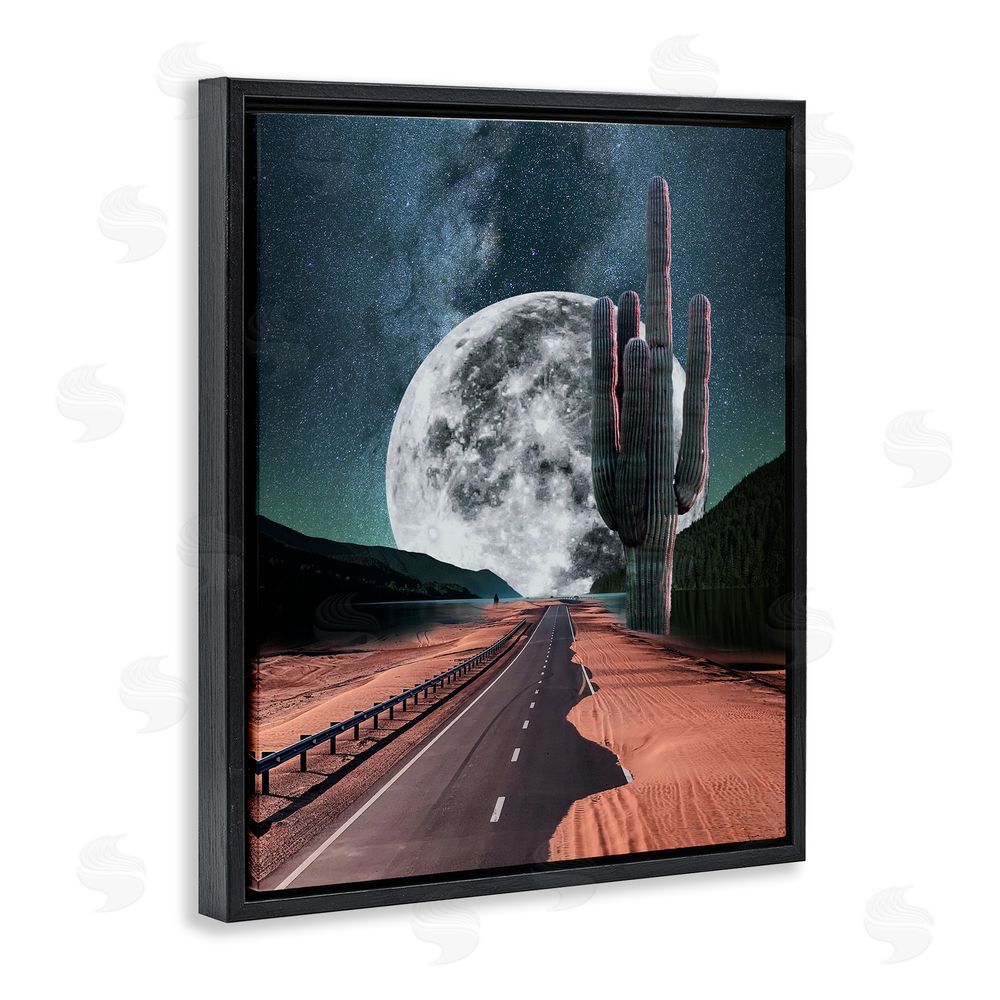 Ziwei Li Surreal Moon & Desert Highway Black Floating Frame Canvas Wall Art Print