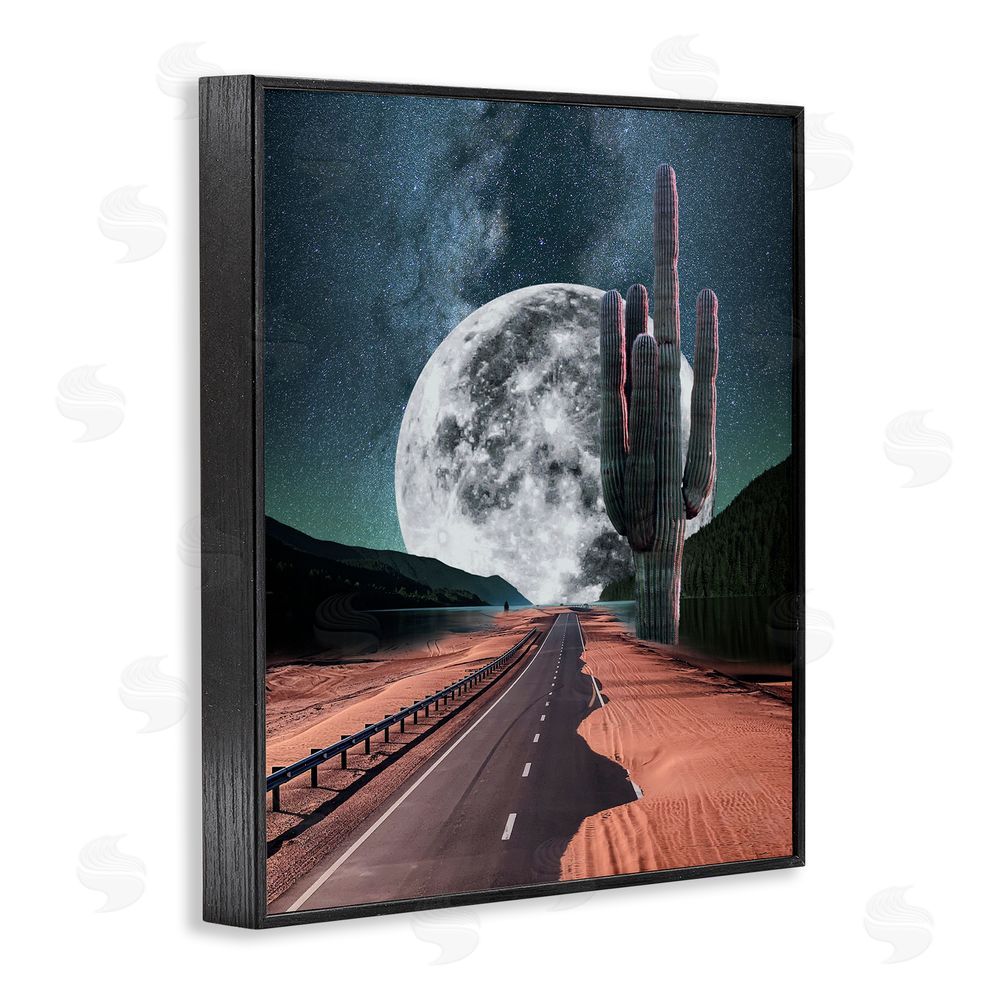 Ziwei Li Surreal Moon & Desert Highway Black Framed Giclee Wall Art Print