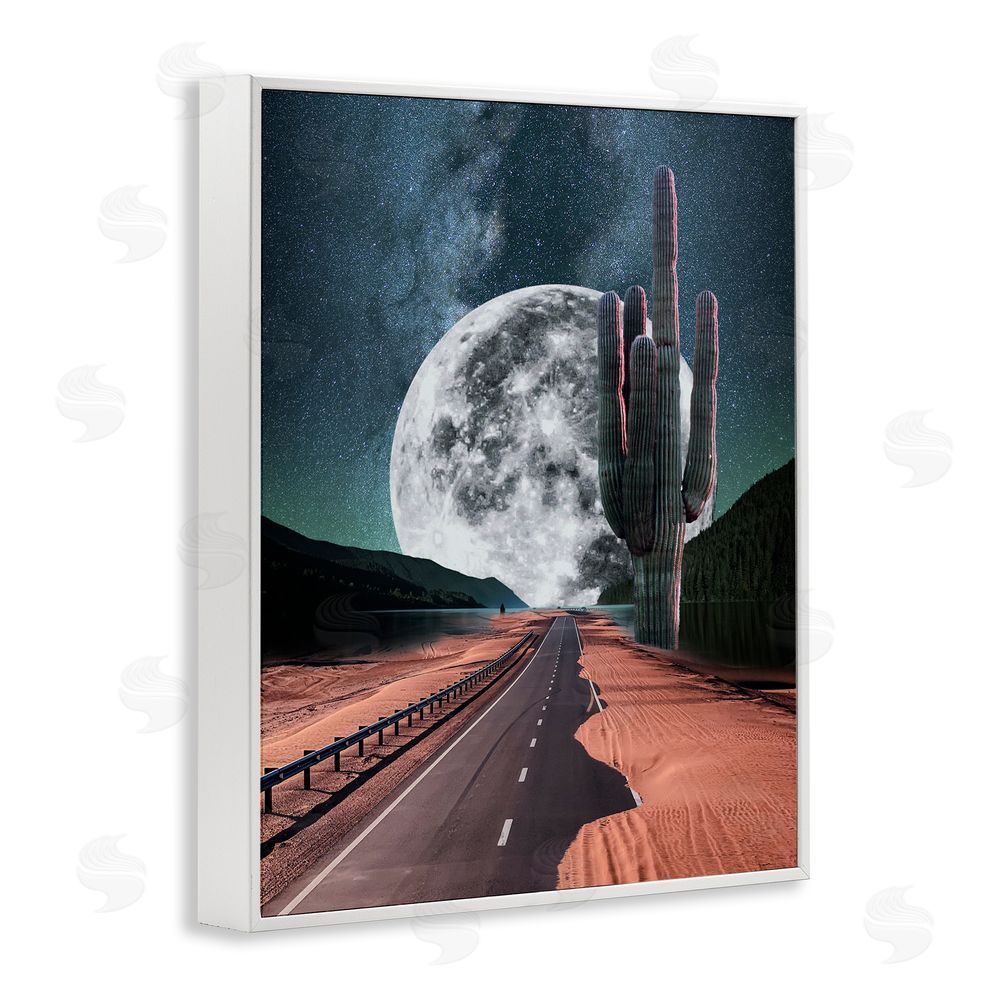 Ziwei Li Surreal Moon & Desert Highway White Framed Giclee Wall Art Print