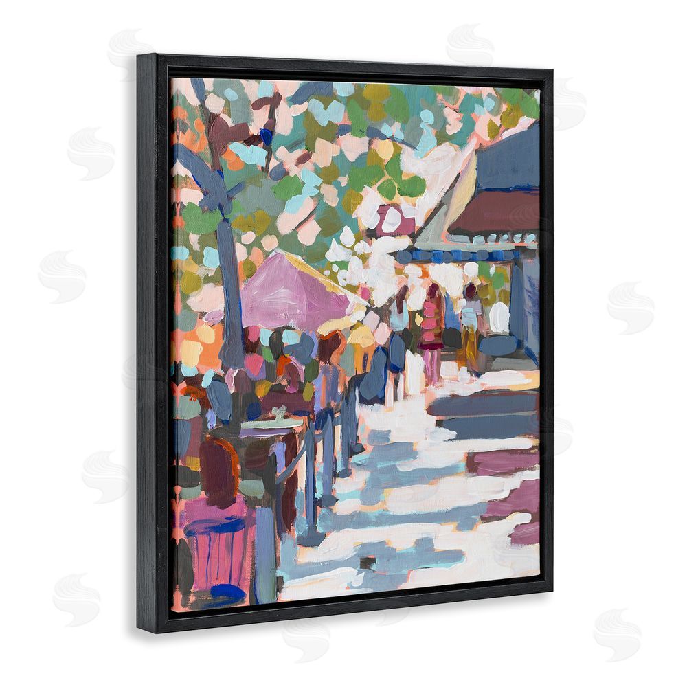Jenny Westenhofer Abstract City Market Black Floating Frame Canvas Wall Art Print