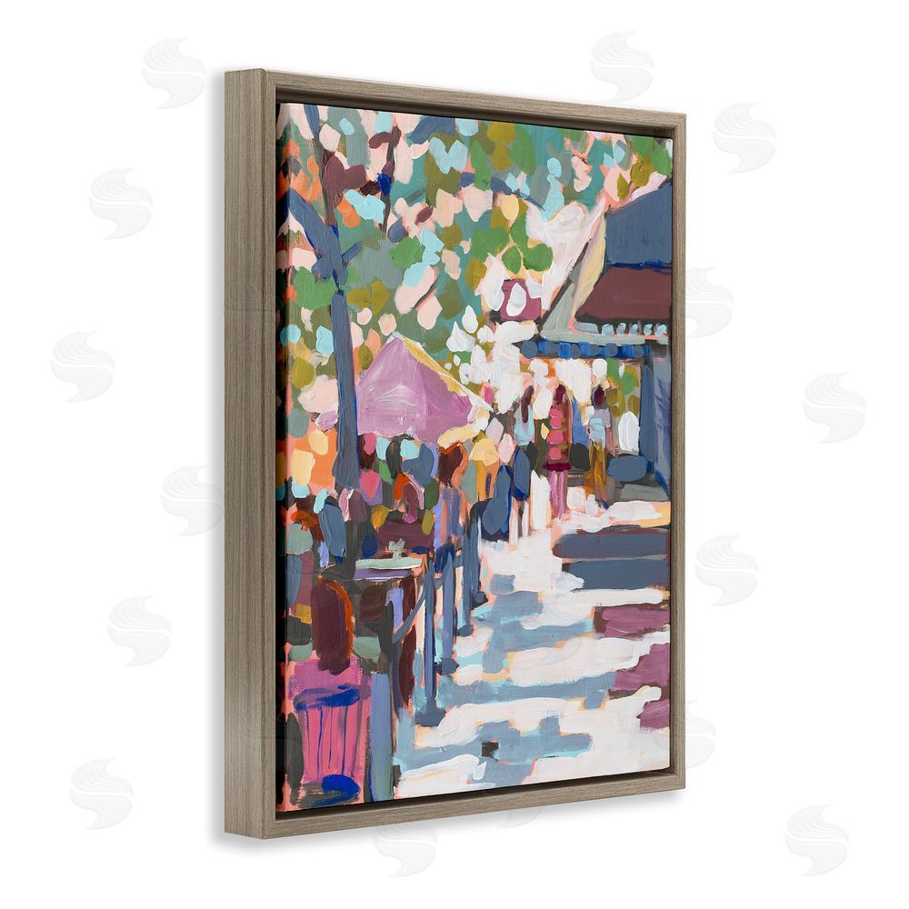 Jenny Westenhofer Abstract City Market Brown Floating Frame Canvas Wall Art Print