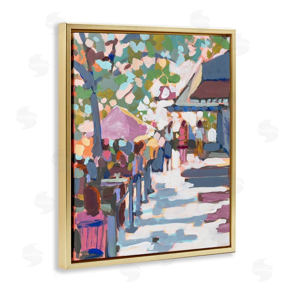Jenny Westenhofer Abstract City Market Gold Floating Frame Canvas Wall Art Print