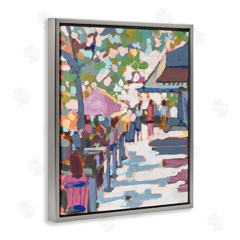 Jenny Westenhofer Abstract City Market Grey Floating Frame Canvas Wall Art Print