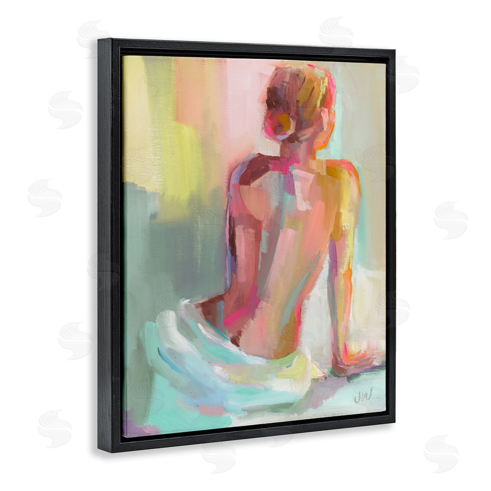 Jenny Westenhofer Abstract Female Figure Study Black Floating Frame Canvas Wall Art Print