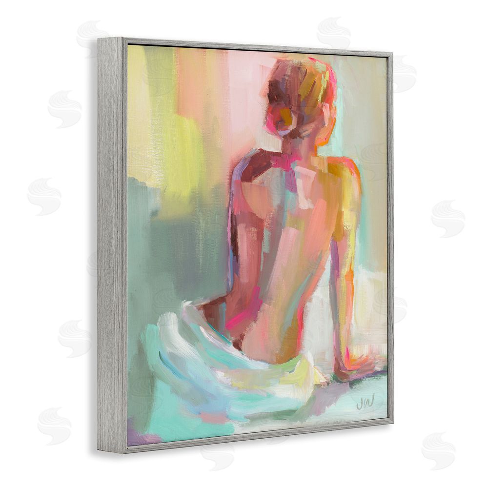 Jenny Westenhofer Abstract Female Figure Study Gray Framed Giclee Wall Art Print