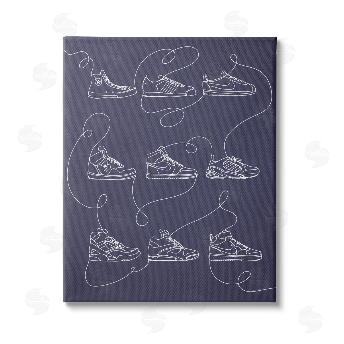 Kamdon Kreations Continuous Sneaker Line Doodle Stretched Canvas Wall Art Print