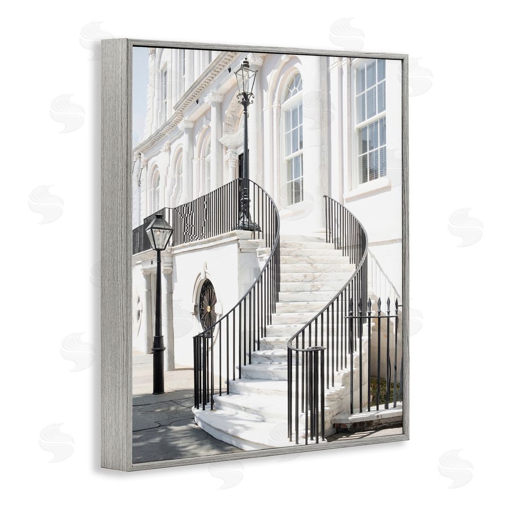 Ramona Murdock White Staircase Architecture Gray Framed Giclee Wall Art Print