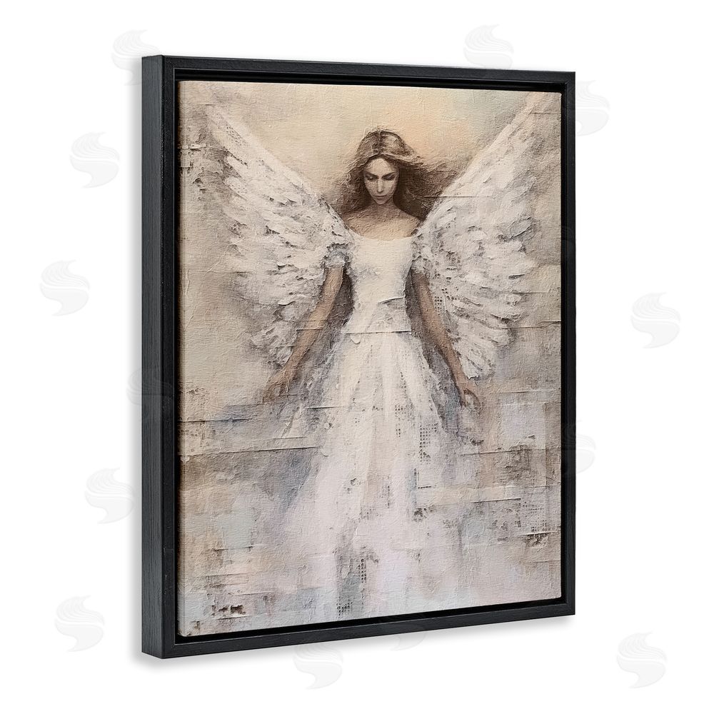 Riley B Spiritual Abstract Angel Black Floating Frame Canvas Wall Art Print