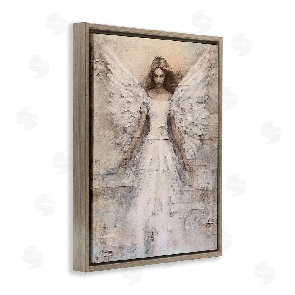 Riley B Spiritual Abstract Angel Brown Floating Frame Canvas Wall Art Print
