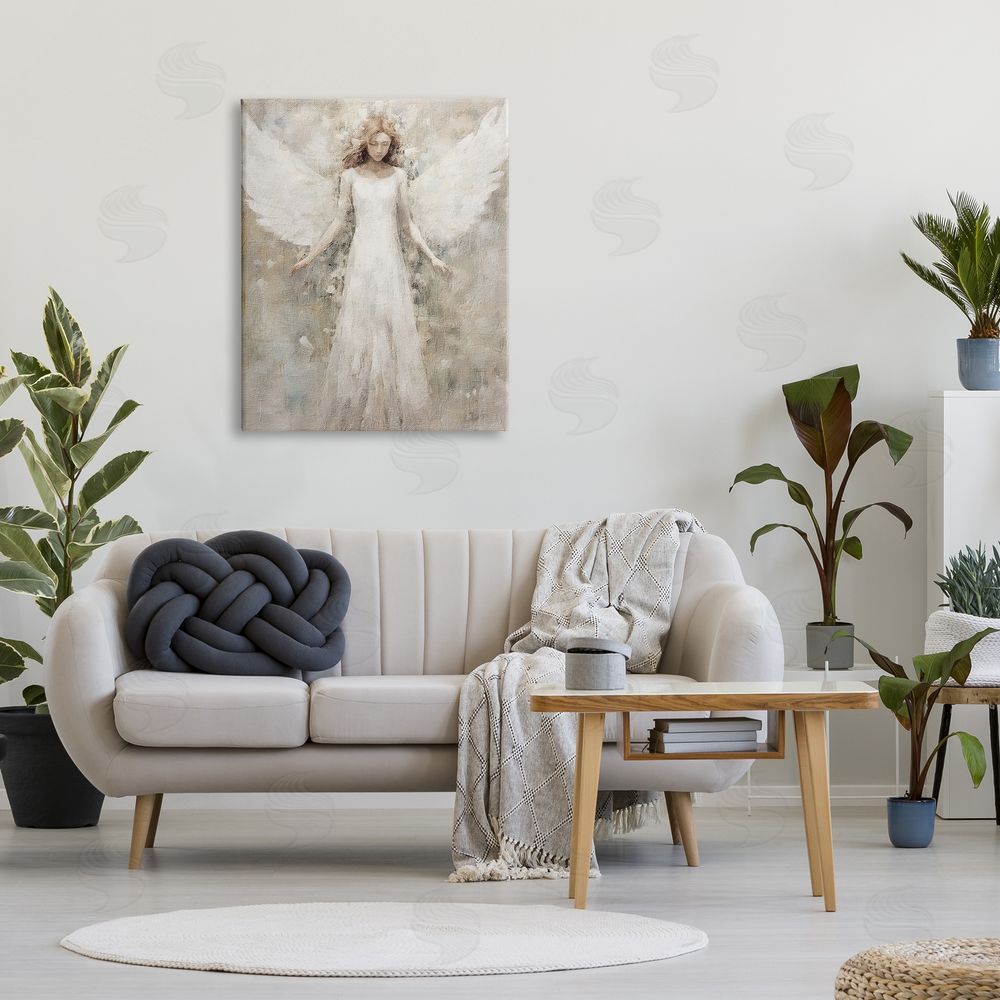 Riley B Soft Abstract Angel Canvas Wall Art Print in Room