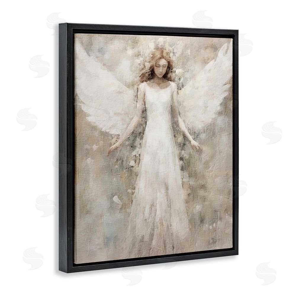 Riley B Soft Abstract Angel Black Floating Frame Canvas Wall Art Print
