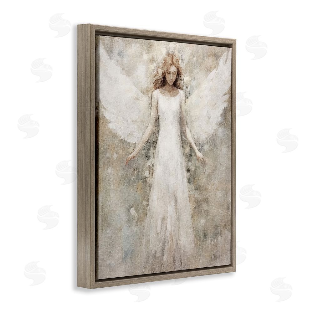 Riley B Soft Abstract Angel Brown Floating Frame Canvas Wall Art Print