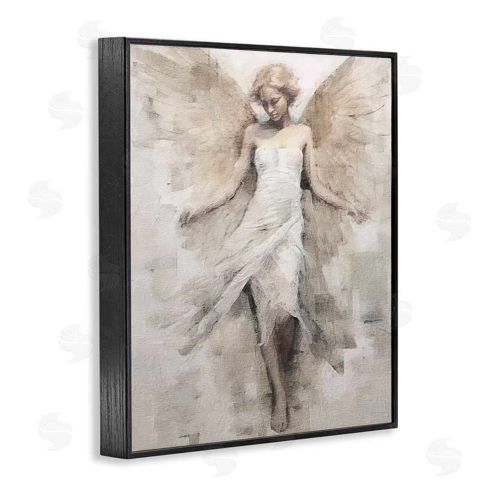 Riley B Ivory Abstract Angel Black Framed Giclee Wall Art Print