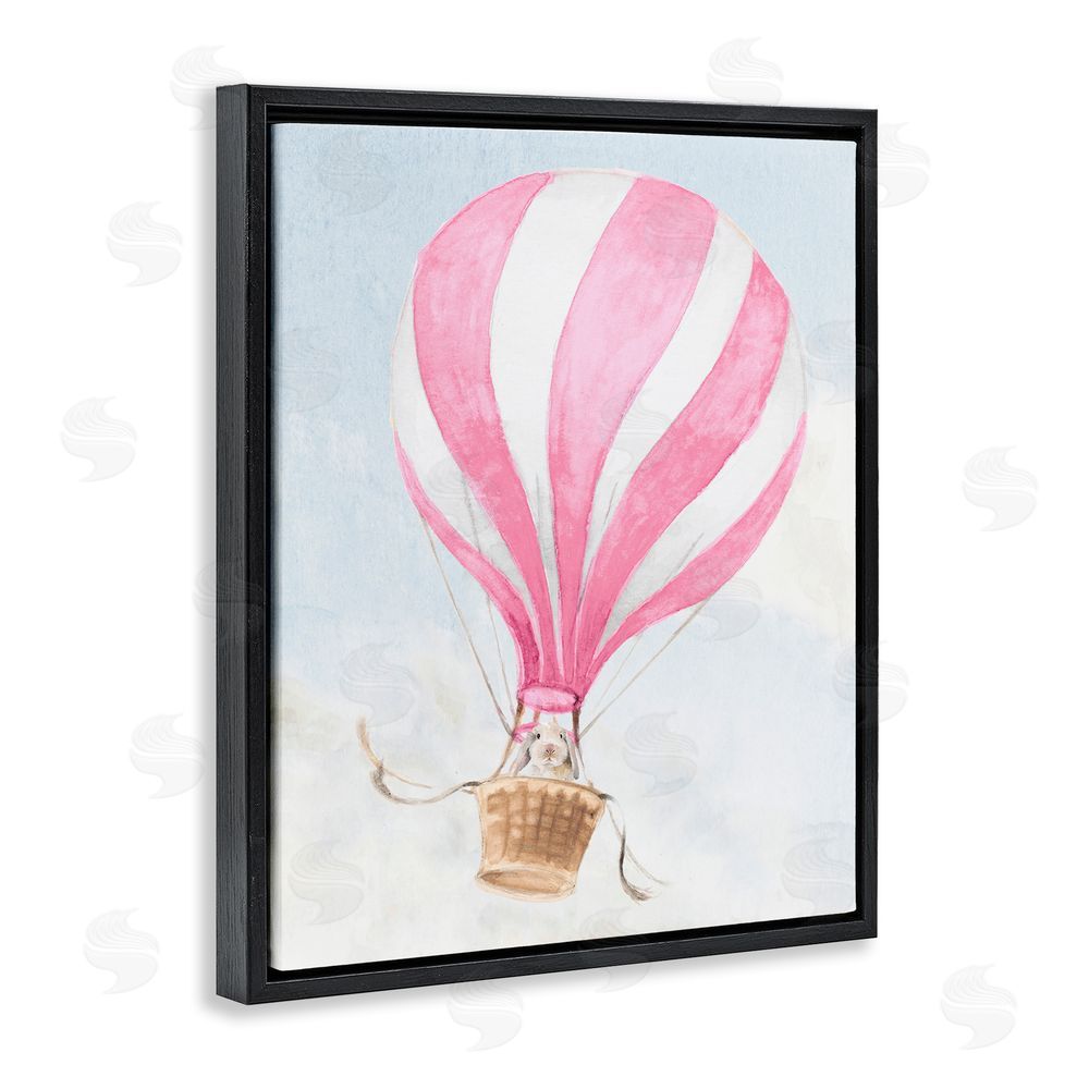 Lanie Loreth Rabbit in Pink Balloon Black Floating Frame Canvas Wall Art Print