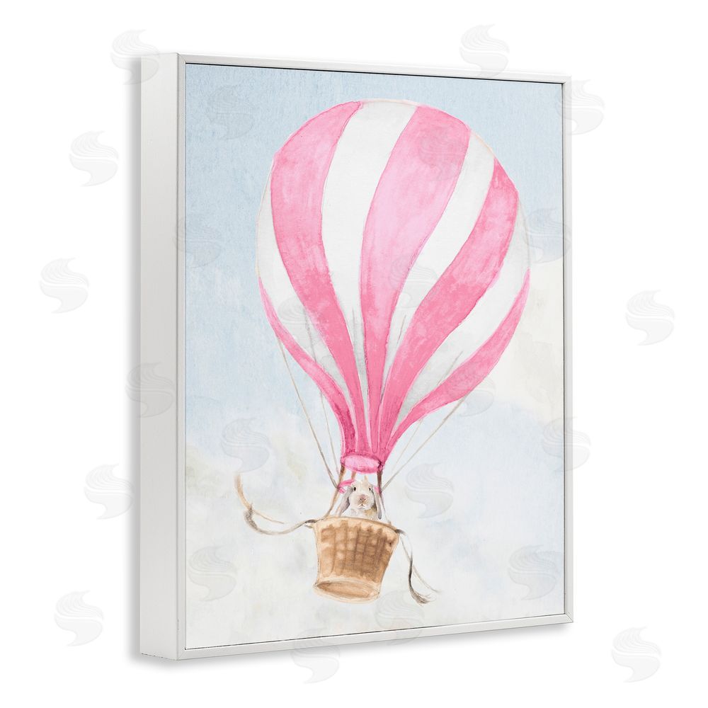 Lanie Loreth Rabbit in Pink Balloon White Framed Giclee Wall Art Print