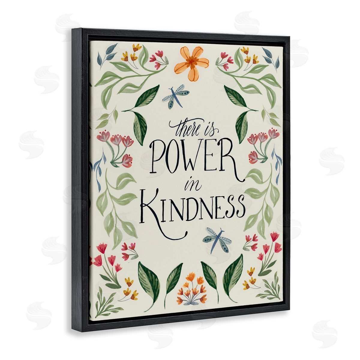 Floral Power in Kindness Black Floating Frame Canvas Wall Art, Home Decor by Kristen Brockmon