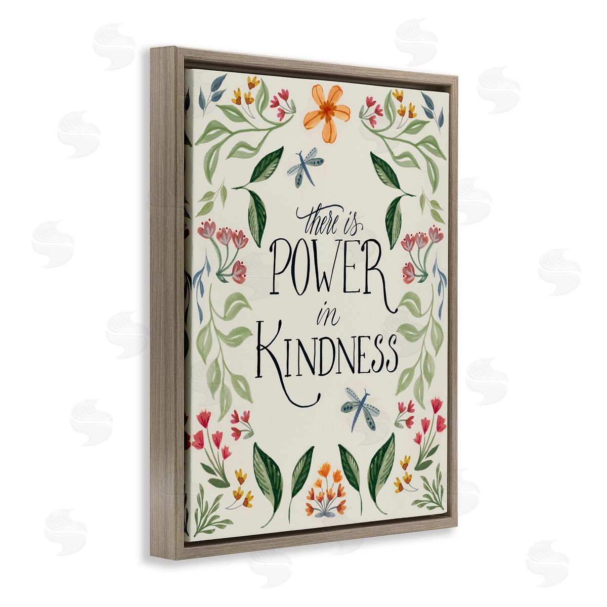 Floral Power in Kindness Brown Floating Frame Canvas Wall Art, Home Decor by Kristen Brockmon