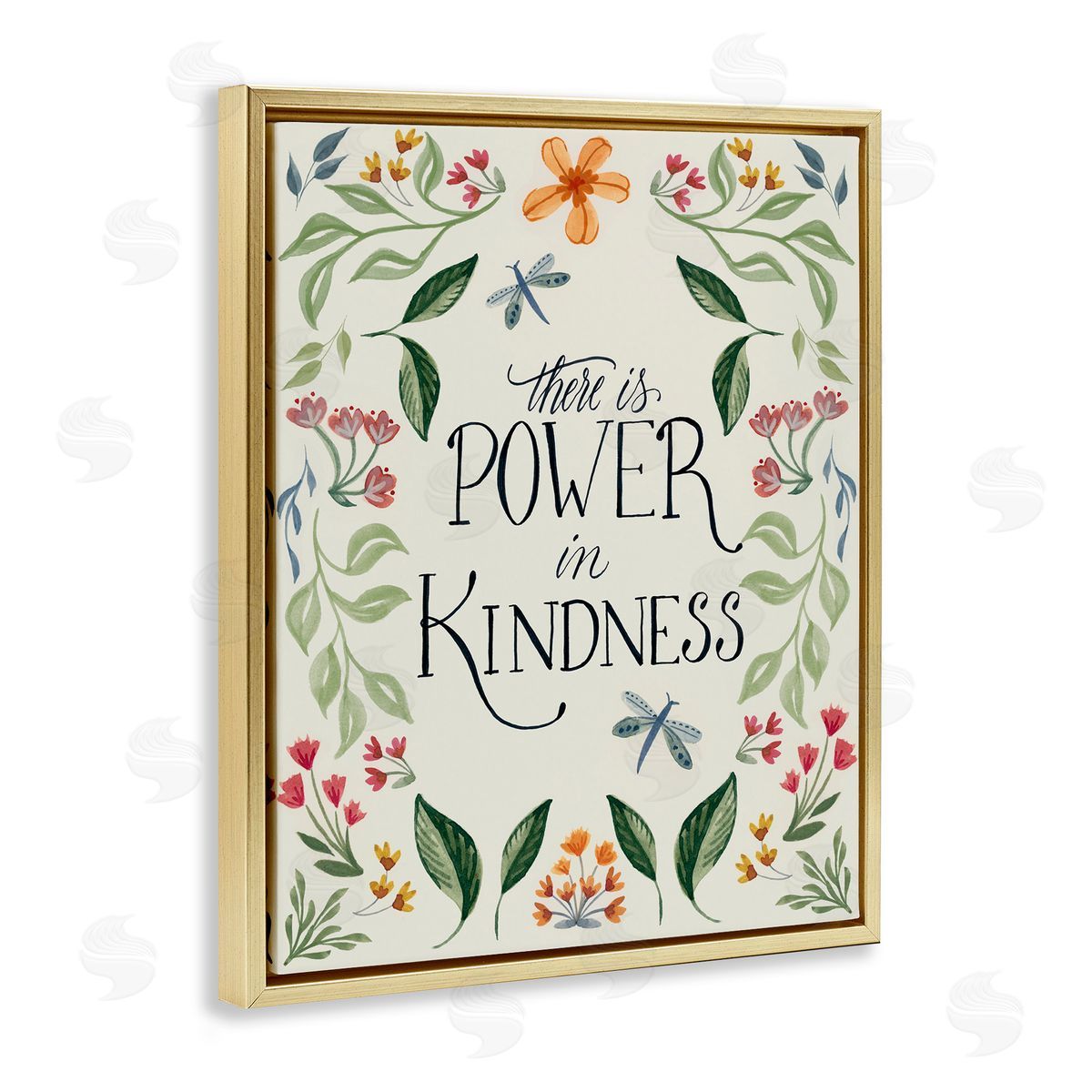 Floral Power in Kindness Gold Floating Frame Canvas Wall Art, Home Decor by Kristen Brockmon