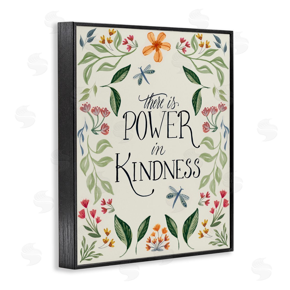 Floral Power in Kindness Black Frame Print Wall Art, Home Decor by Kristen Brockmon