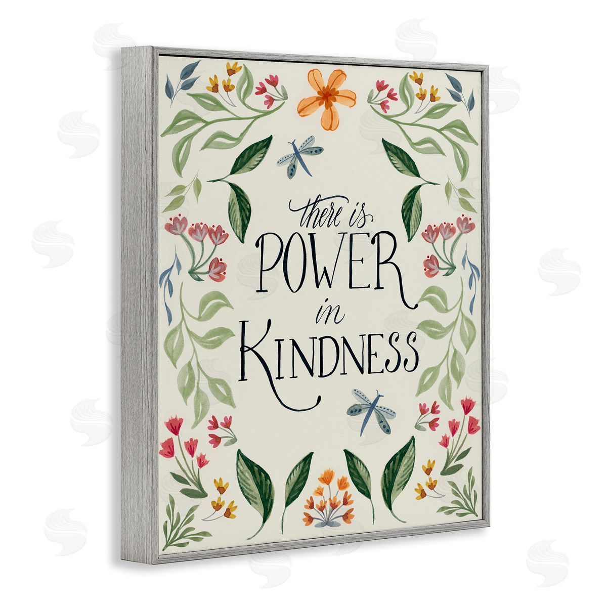 Floral Power in Kindness Grey Frame Print Wall Art, Home Decor by Kristen Brockmon