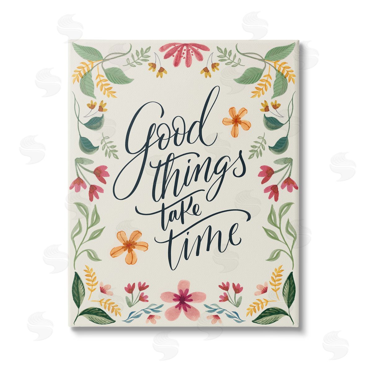 Kristen Brockmon Good Things Take Time Phrase Stretched Canvas Wall Art Print