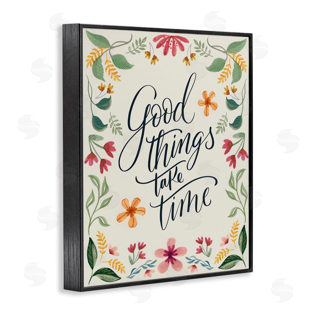 Kristen Brockmon Good Things Take Time Phrase Black Framed Giclee Wall Art Print