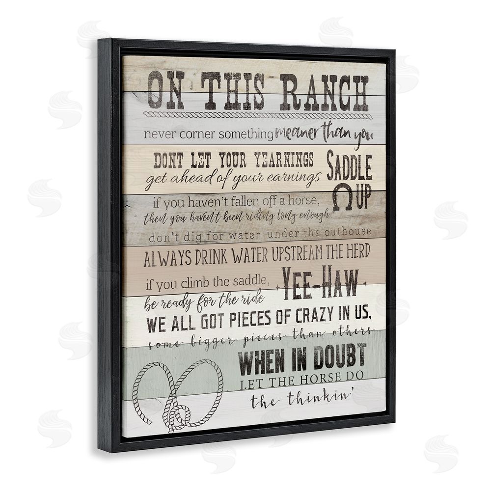 CAD Designs On This Ranch Rules Black Floating Frame Canvas Wall Art Print