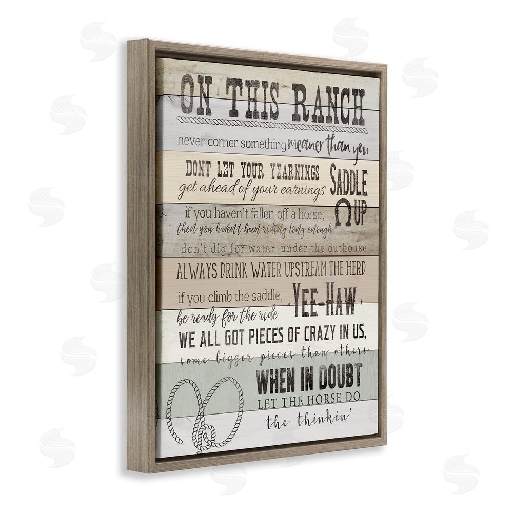CAD Designs On This Ranch Rules Brown Floating Frame Canvas Wall Art Print