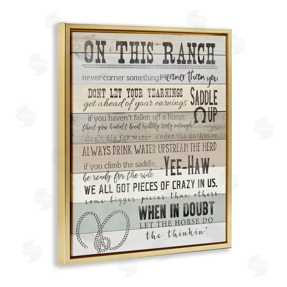 CAD Designs On This Ranch Rules Gold Floating Frame Canvas Wall Art Print