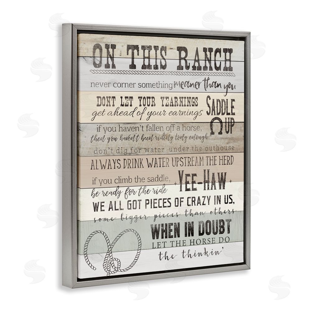 CAD Designs On This Ranch Rules Grey Floating Frame Canvas Wall Art Print