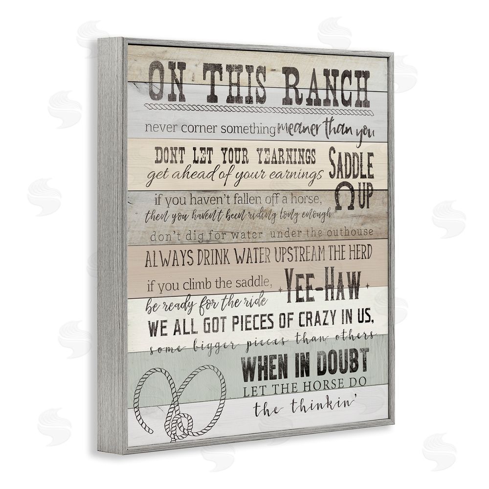CAD Designs On This Ranch Rules Gray Framed Giclee Wall Art Print