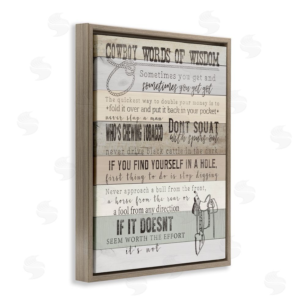 CAD Designs Cowboy Words of Wisdom Brown Floating Frame Canvas Wall Art Print