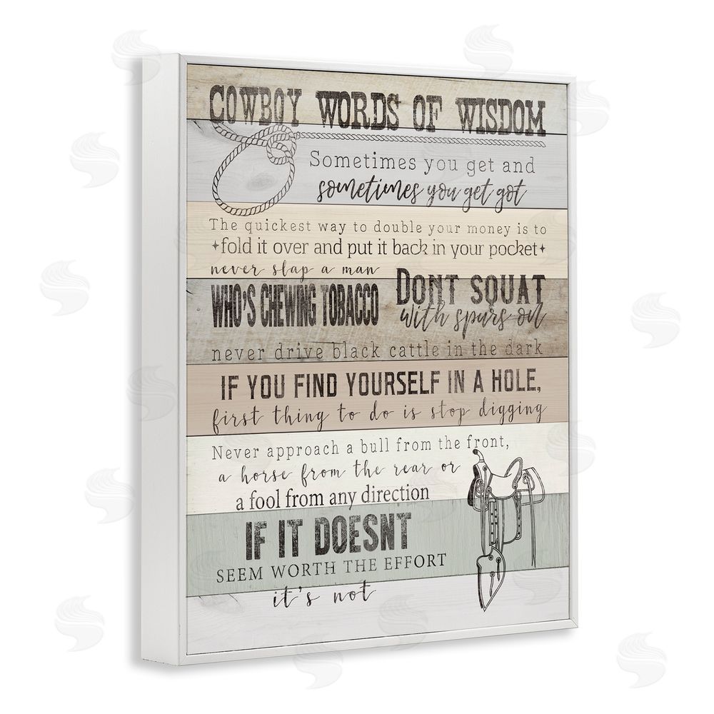 CAD Designs Cowboy Words of Wisdom White Framed Giclee Wall Art Print