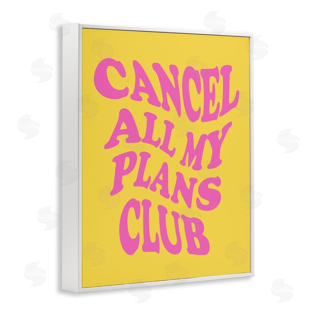 House of Lulu Groovy Cancel Plans Phrase White Framed Giclee Wall Art Print